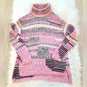 Sparrow Multicolor Patchwork Turtleneck Sweater